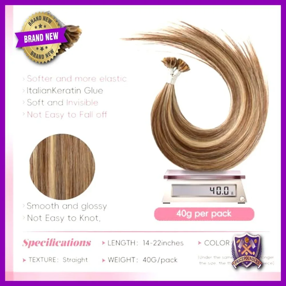 Professional U Tip Human Hair Extensions 18 Inch 40g Heat Resistant Remy